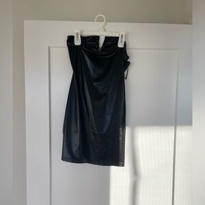 SUPERDOWN black faux leather mini dress